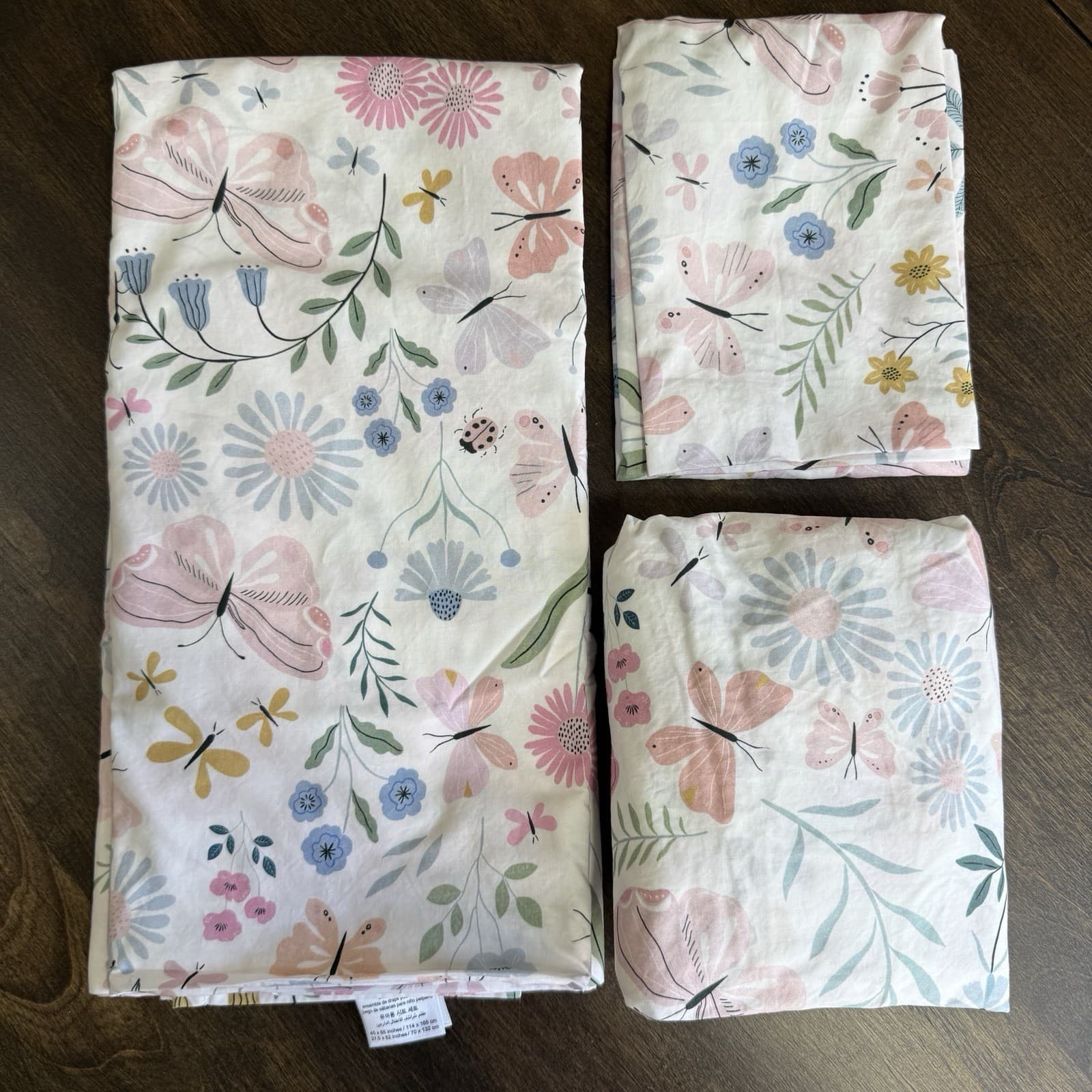 POTTERY BARN KIDS ORGANIC WILDFLOWER BUTTERFLY TODDLER BED 3 PIECE SHEET SET 2