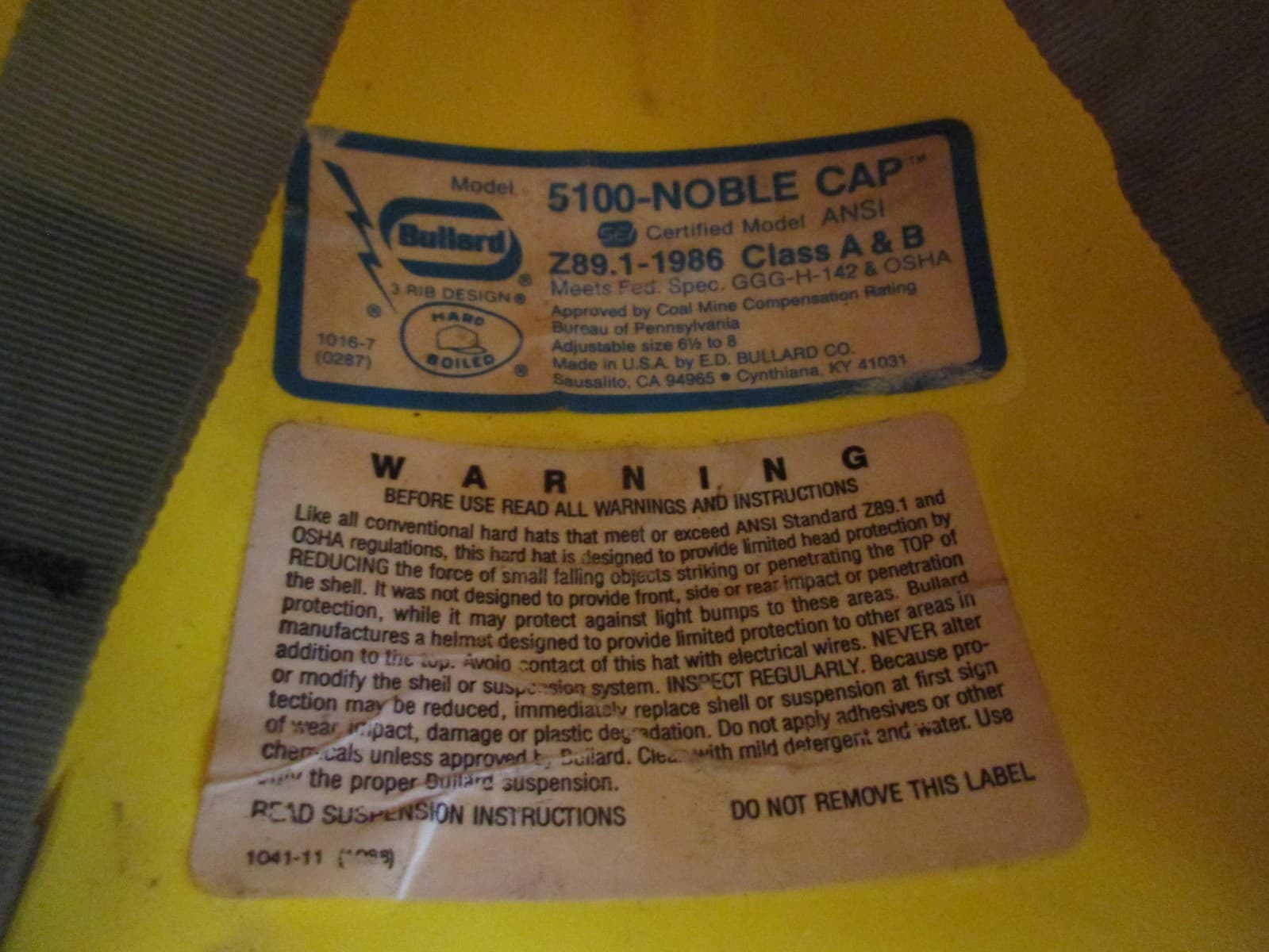 Bullard Great Lakes Dredge & Dock Co. Hard Hat Yellow 5100-Noble Cap Vintage 3