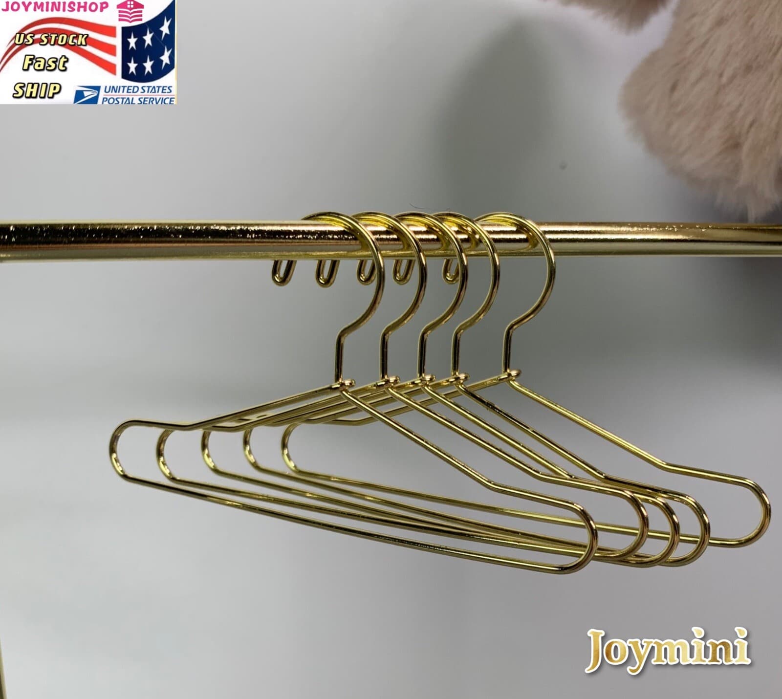 10PCS Metal Hangers Golden Dollhouse For Fashion Doll Clothing Rack Stand Toy 3