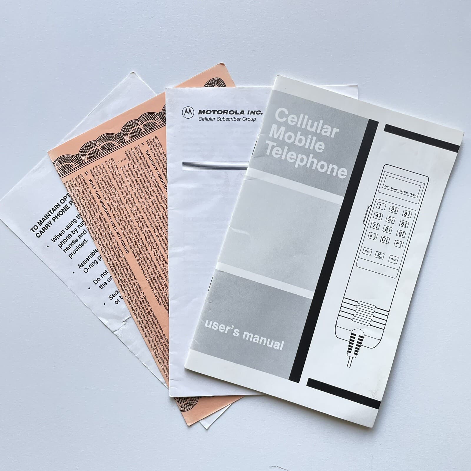 Motorola Cellular Mobile Telephone  1991 User’s Guide Carry Phone Accessory Cert 2