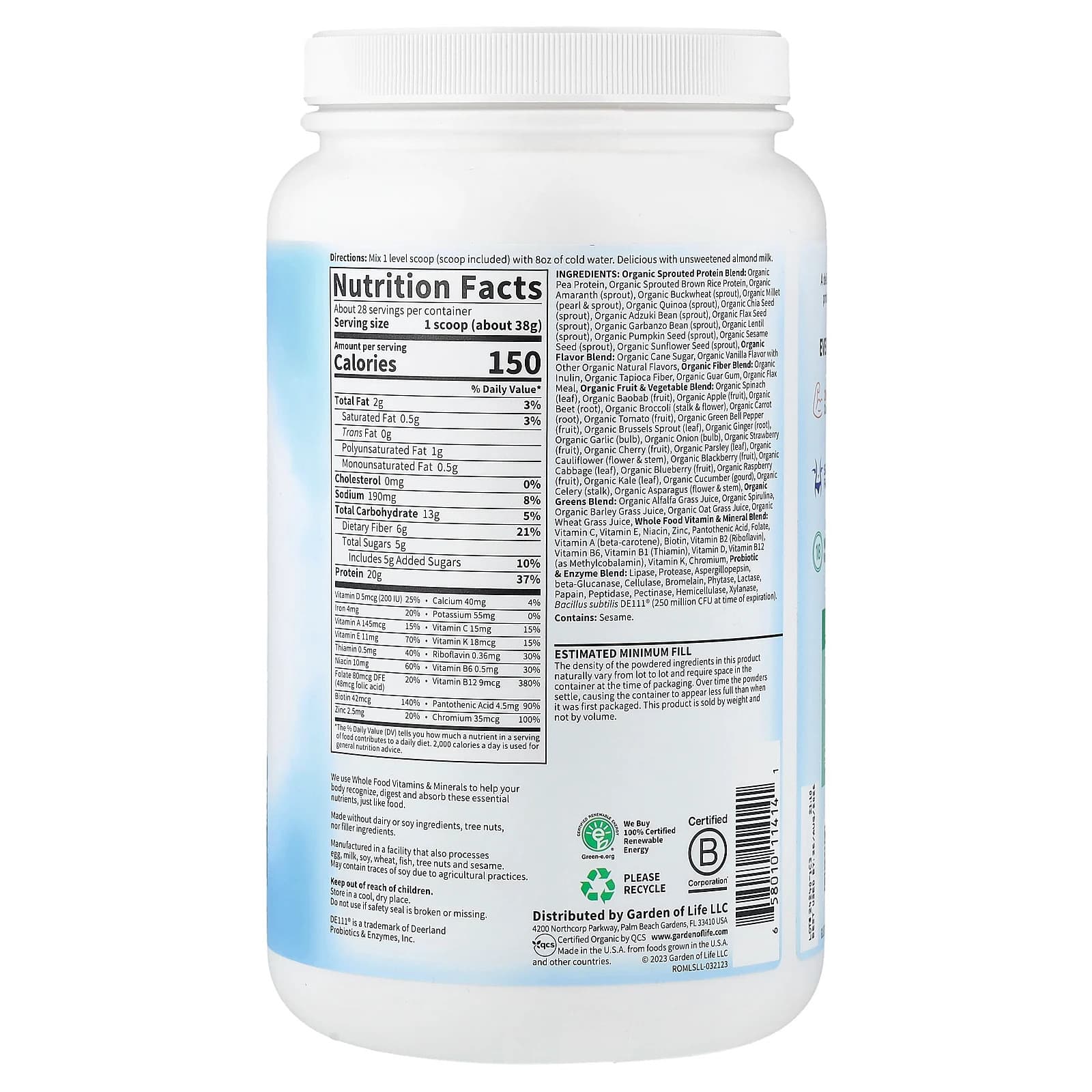 Garden of Life, RAW Organic Meal, Organic Shake Meal Replacement, 2.28 lbs 2