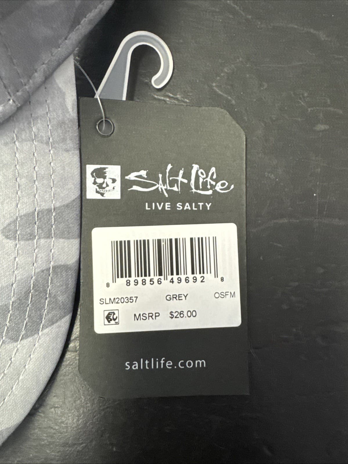Salt Life SLM20357 Grey Camo Fishing Visor Hat OSFM Vel Cro Back 2