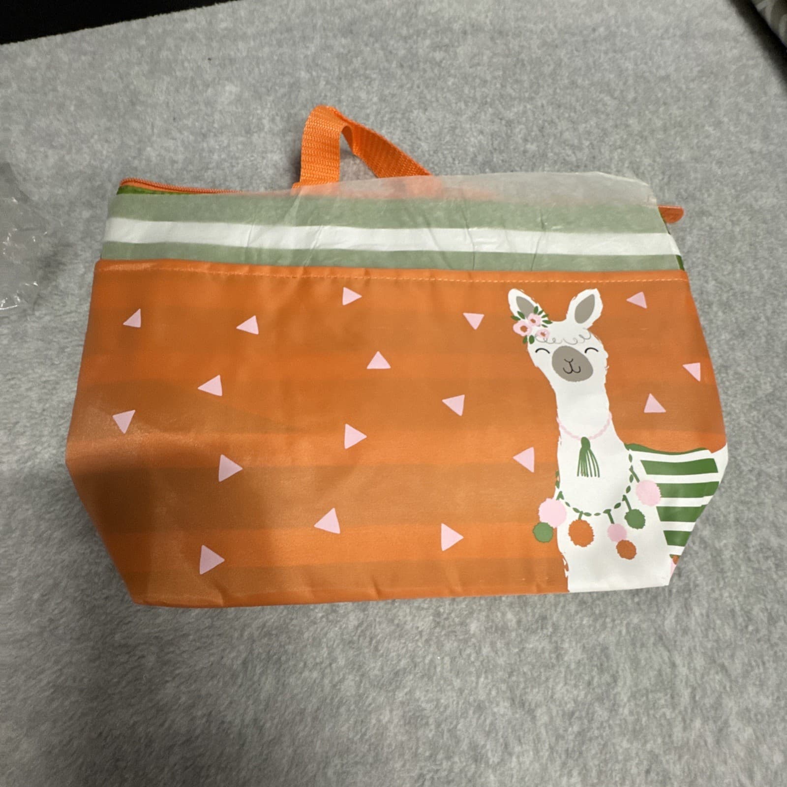 Thirty-one Thermal  Tote GREEN CABANA STRIPE Llama Orange Lunch/Cooler Bag new