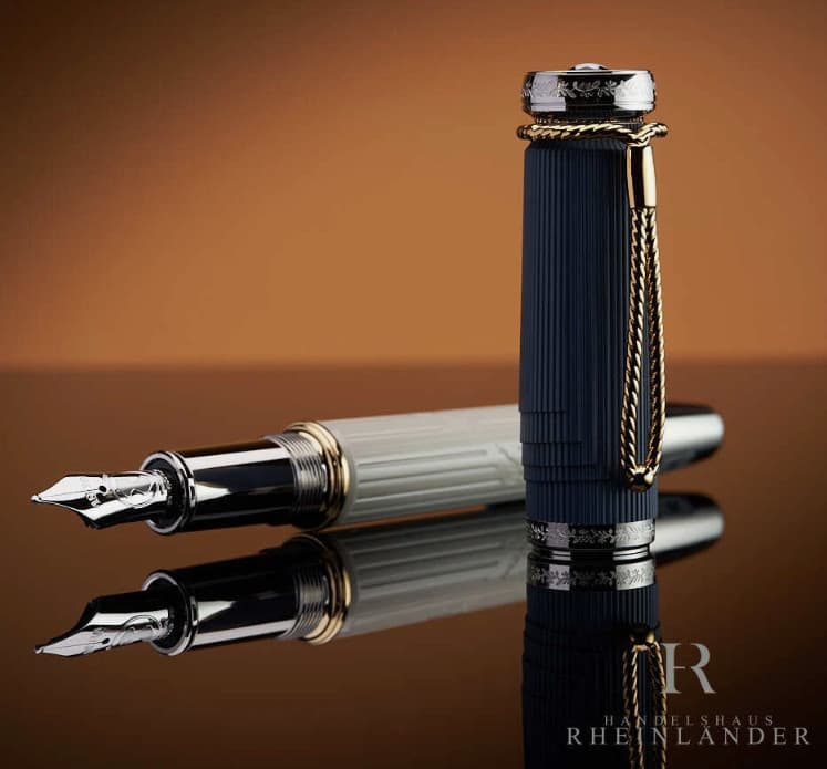 Perfect Jane Austen Piston Inking Series Blue-white Color Fountain Pen No Box 3