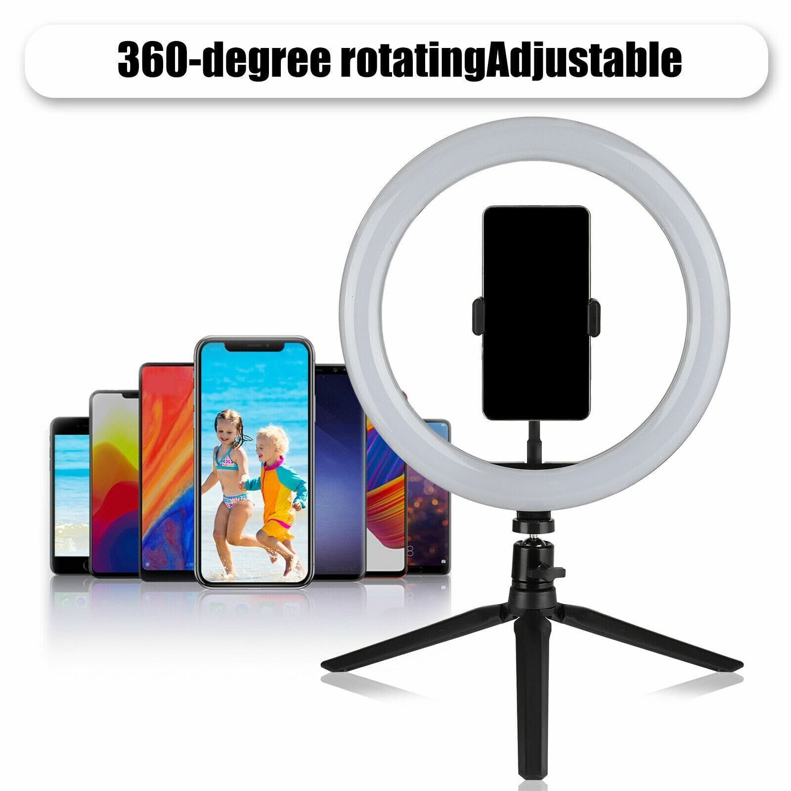 10" RGB Beauty Fill Light LED Ring w/Tripod Stand Dimmable Kit for Phone Stream 4