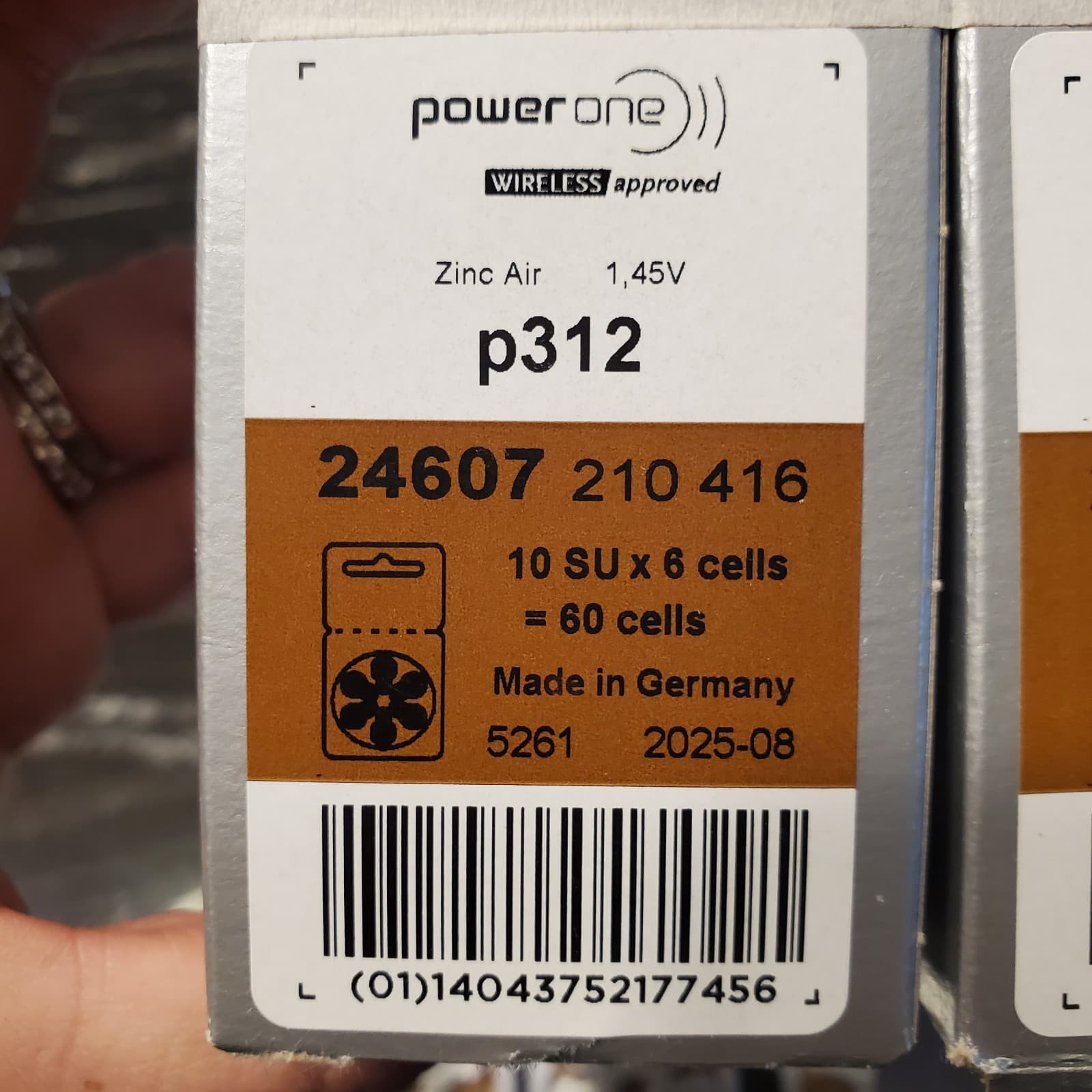 Hearing Aid batteries PowerOne Wireless Approved P312 - 102 Batteries Exp 8/2025 6