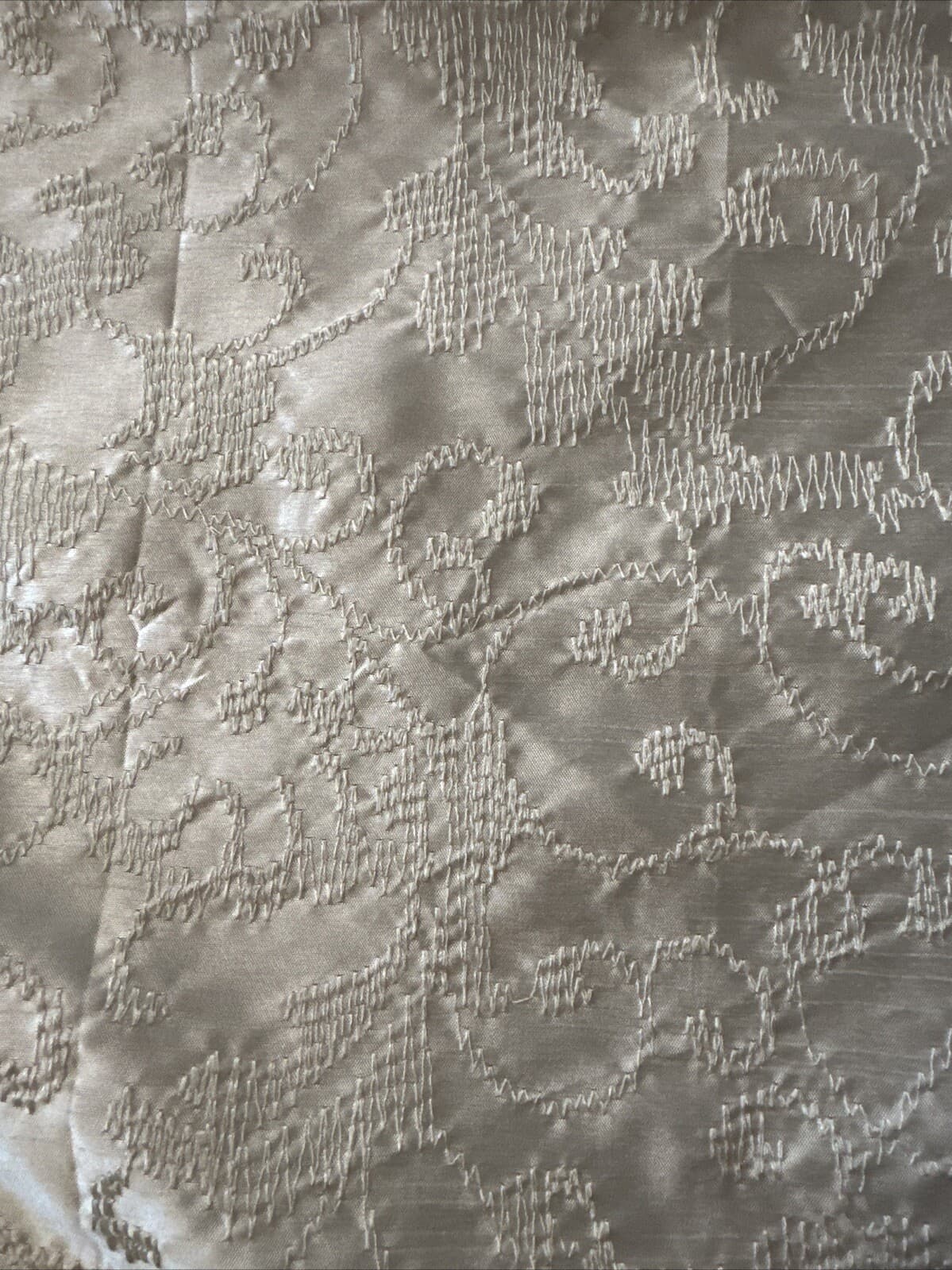 Chenab One Euro Sham Embroidered Ivory White Polyester Satin NWOT 4