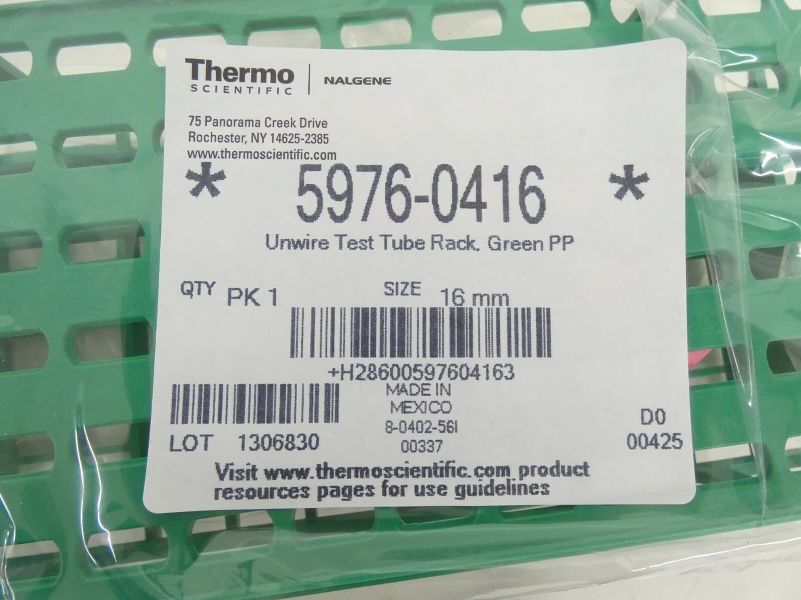 Case of 8 Thermo Scientific 5976-0416 Nalgene Unwire PP Test Tube Rack, 16mm  6