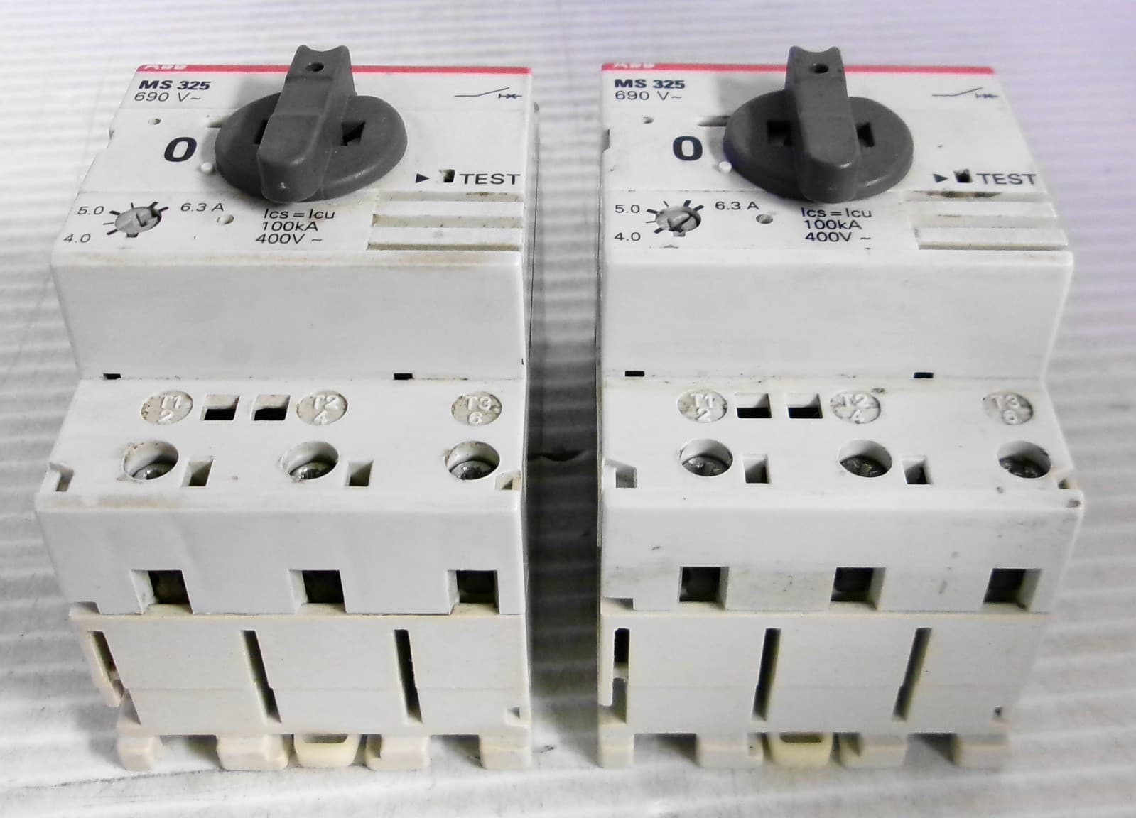 ABB MS 325 690VAC Manual Motor Starter 4A-6.3A (Lot of 2)