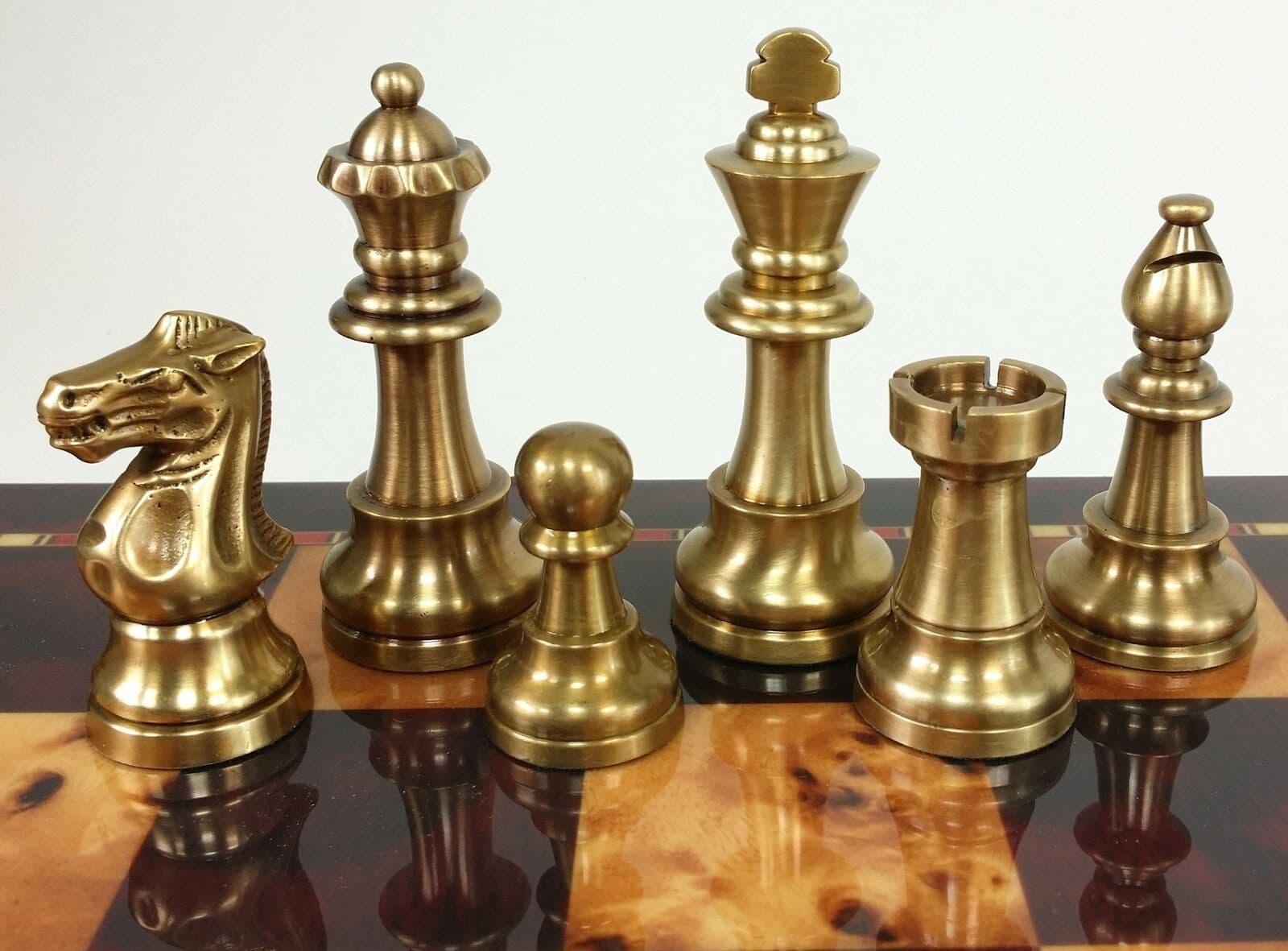 Brass Metal Antique Bronze And Brushed Gold Staunton French Chess Men Set NO BRD 3