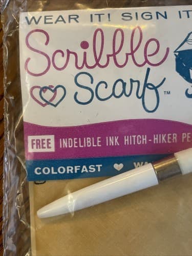 NOS Scribble Scarf & Evergilde Hitchhiker Pen Set 1963 MCM 3