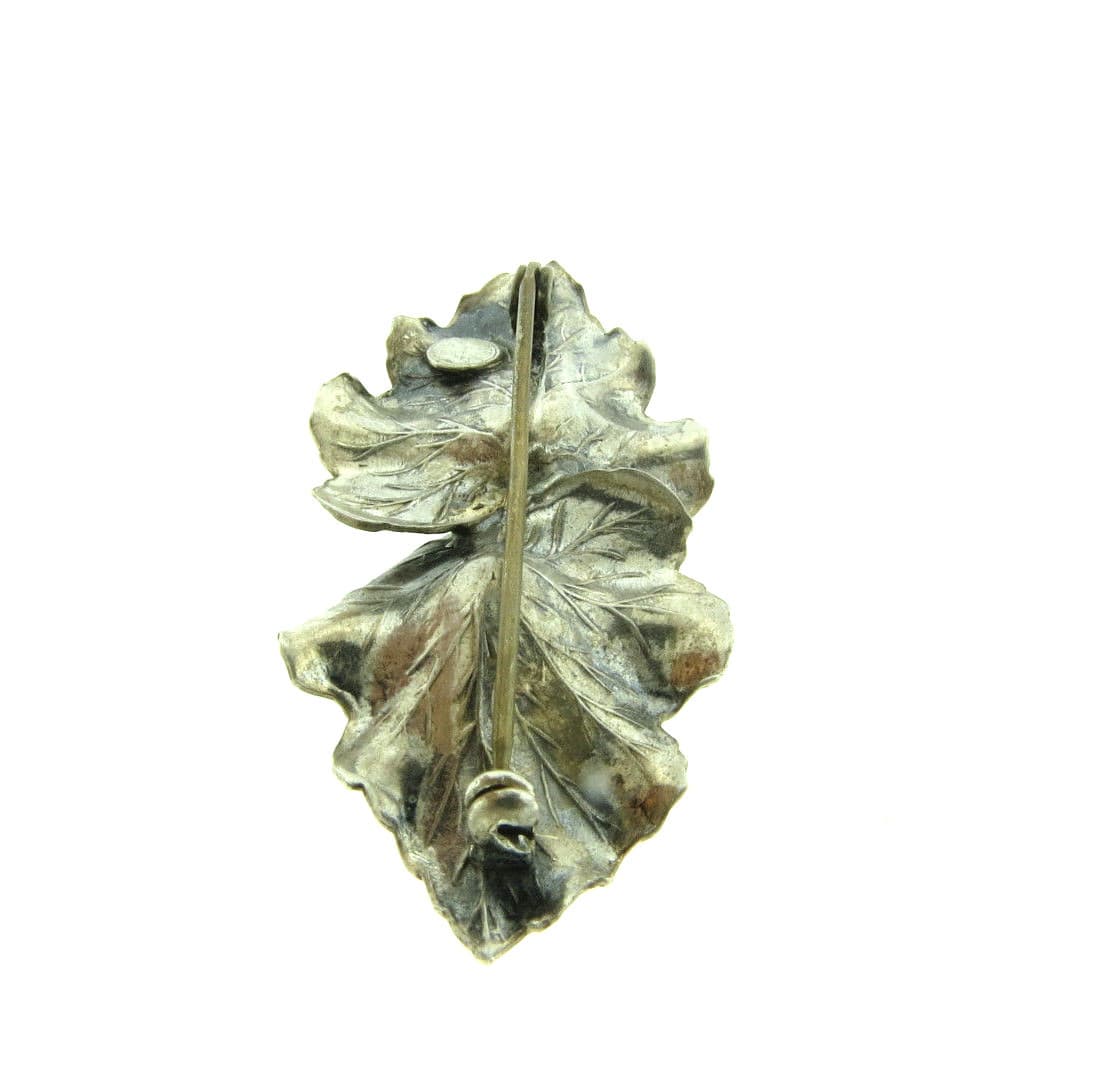Jewelart Sterling Silver Leaf Brooch Pin 1x2 inch 4