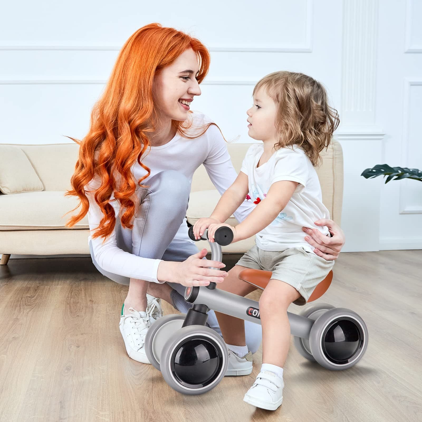 Bicicleta De Equilibrio De 4 Ruedas Con Mango Antideslizante Para Niños Pequeños 6