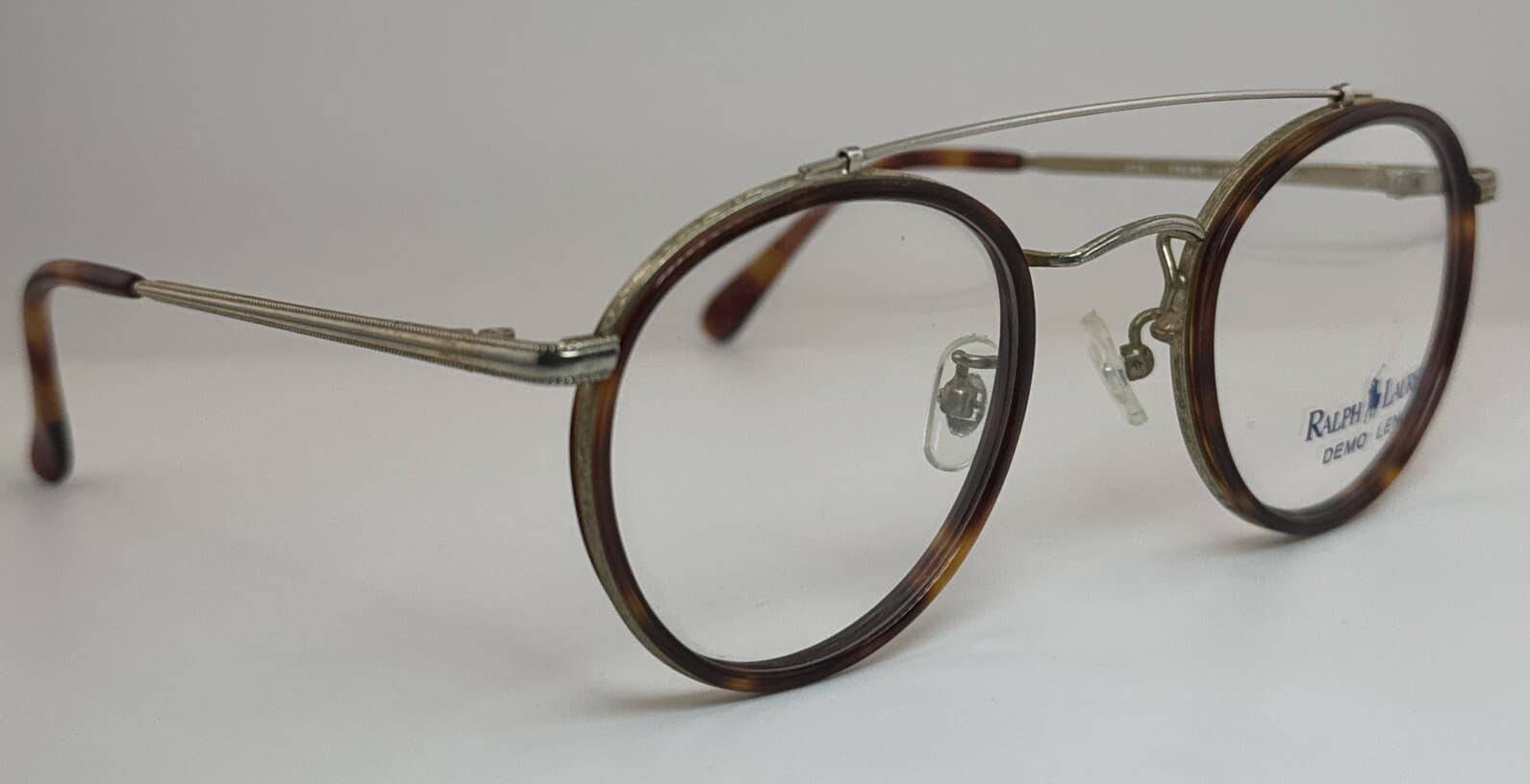 Vintage POLO RALPH LAUREN 536 Eyeglass 90s Round Eyewear Tortoise Antique Gold 3