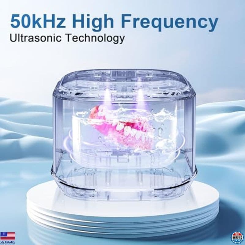 Ultrasonic Retainer Cleaner - 50kHz Machine for Dentures, Aligners & Jewelry 3