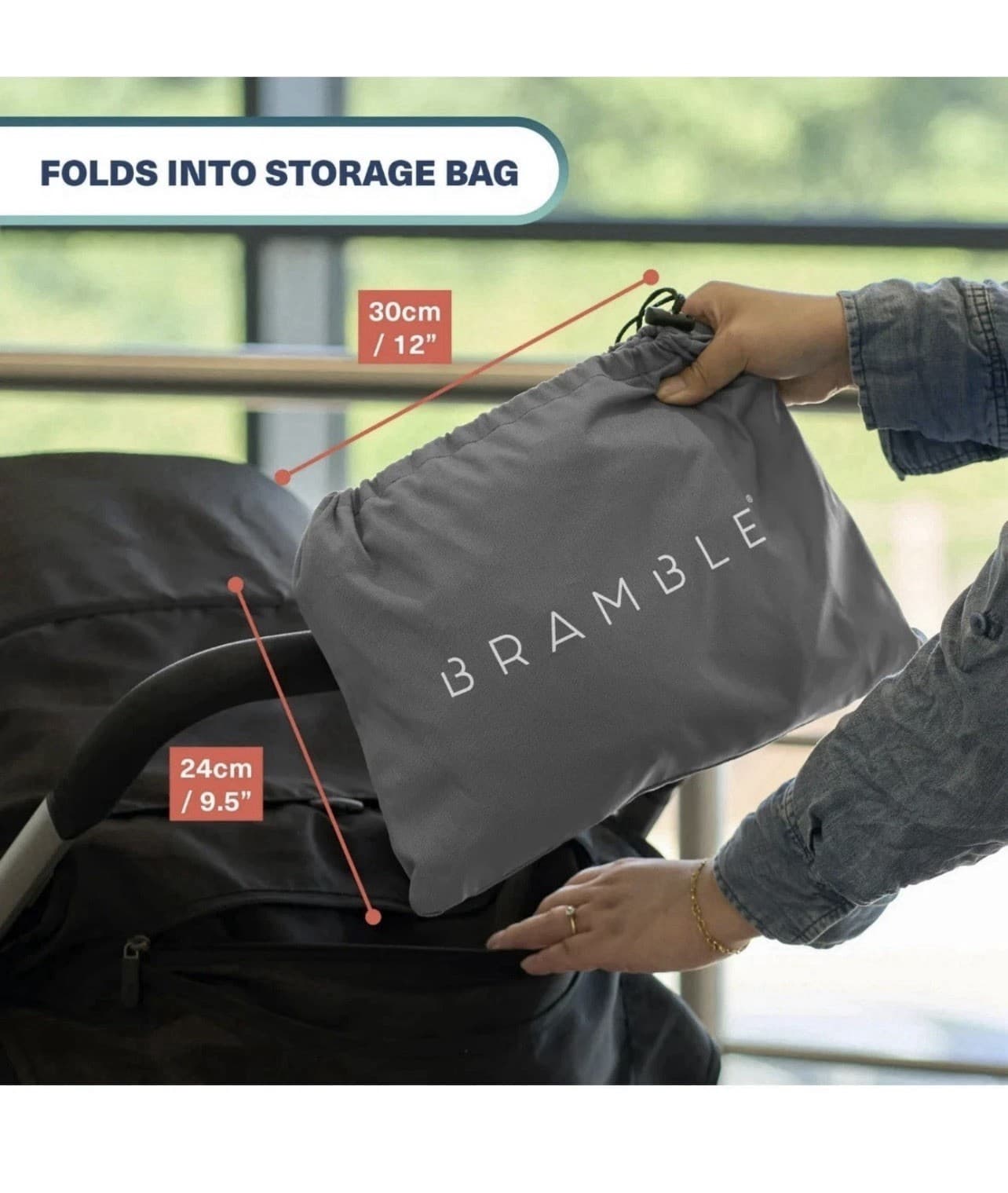 Bramble XL Stroller Gate Check Bag Grey – Waterproof Travel Cover for Strollers 3