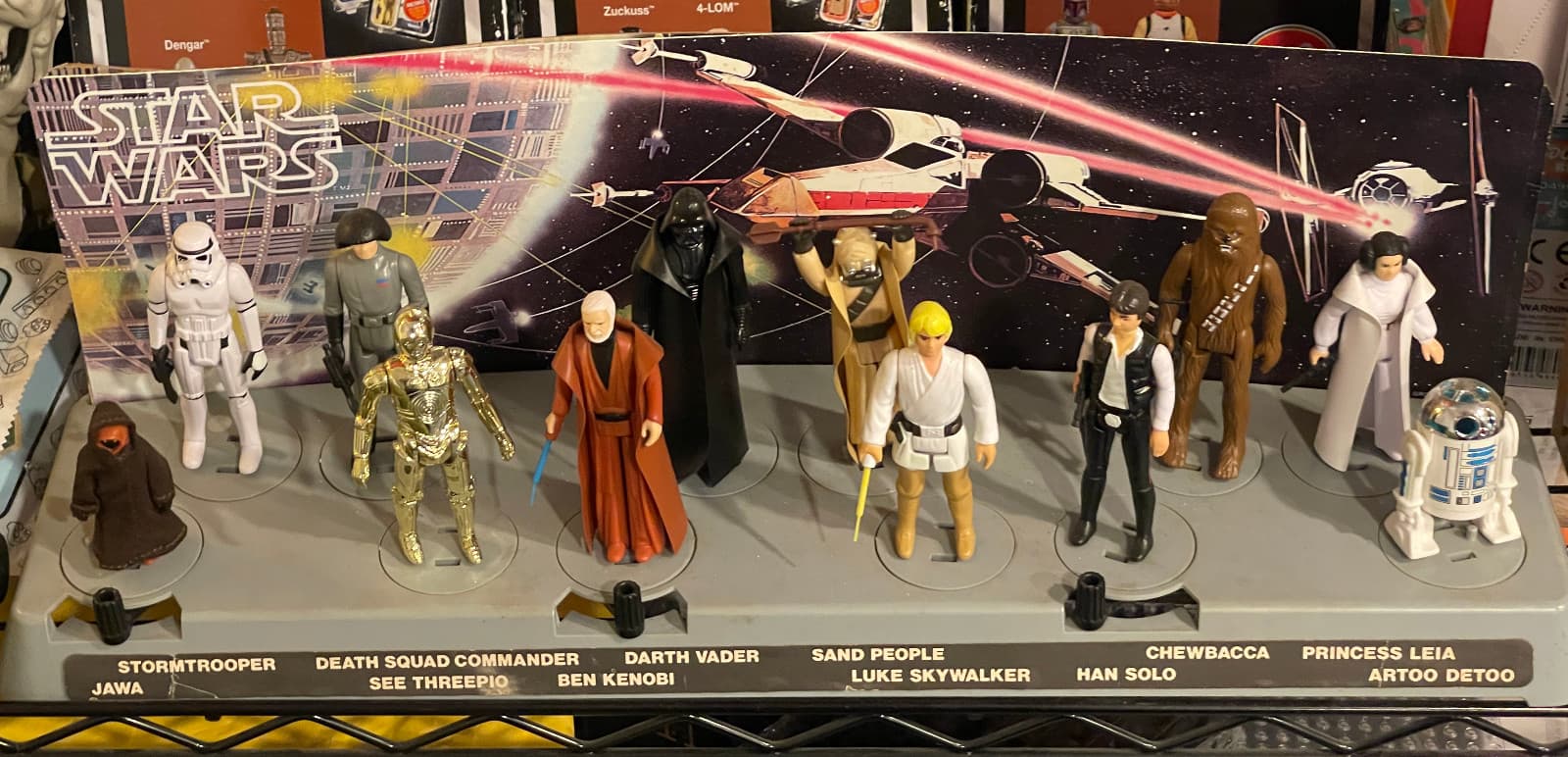 VINTAGE 1978 KENNER STAR WARS FIRST 12 MAIL-AWAY DISPLAY STAND & RETRO FIGURES 2