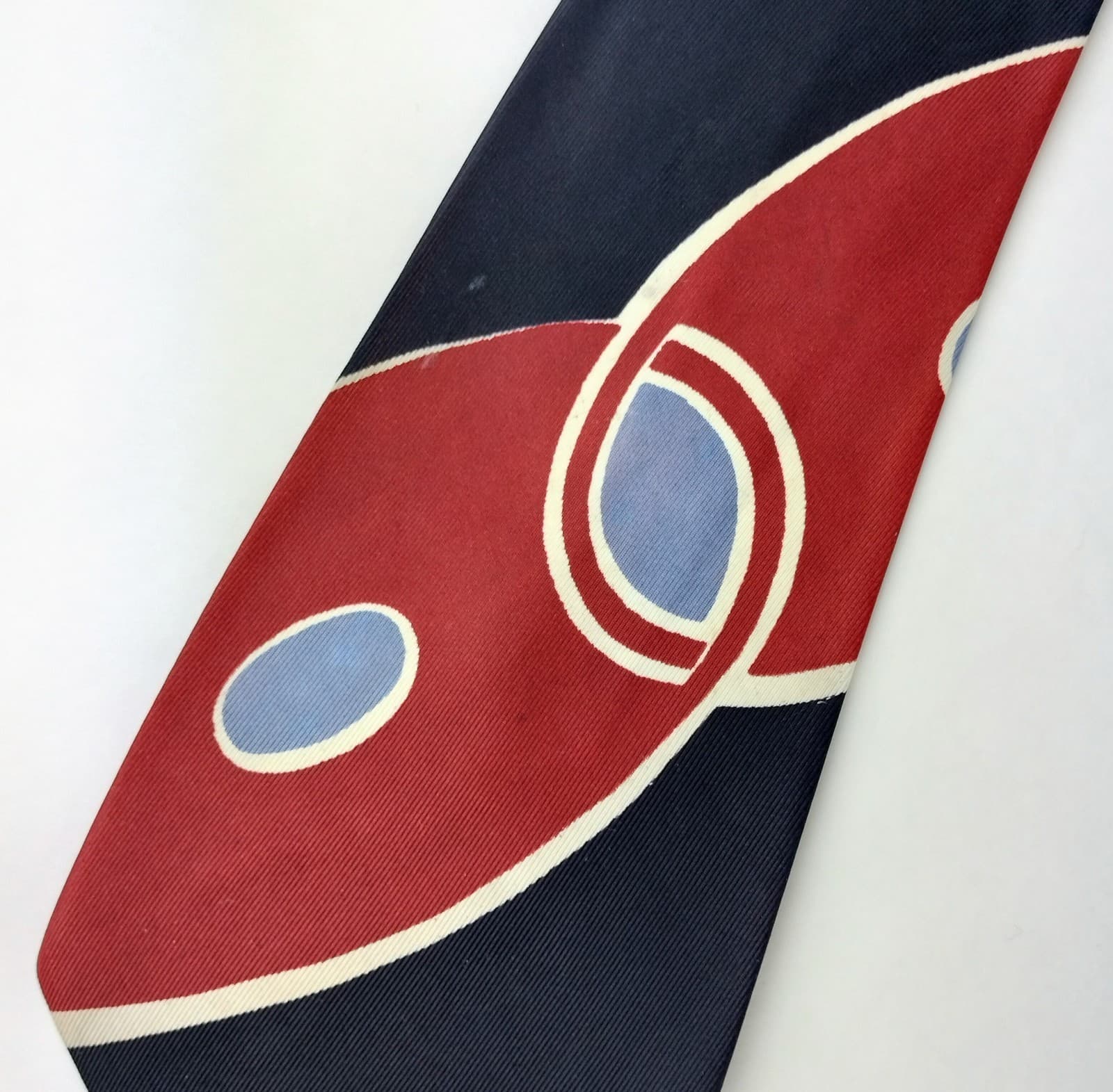 VTG 40s/50s Towncraft Neck Tie Burgundy Navy & Red Links Deco Rockabilly Swing 5