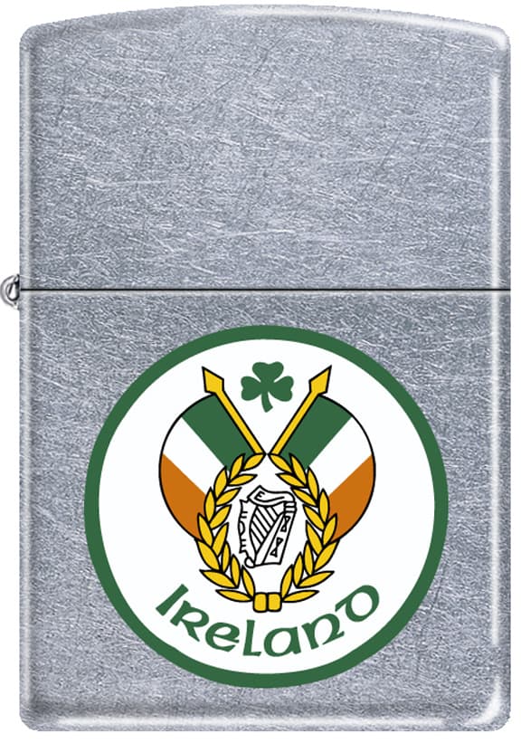 Irish Pride Flag of Ireland with Green Shamrock Clover Chrome Zippo Lighter