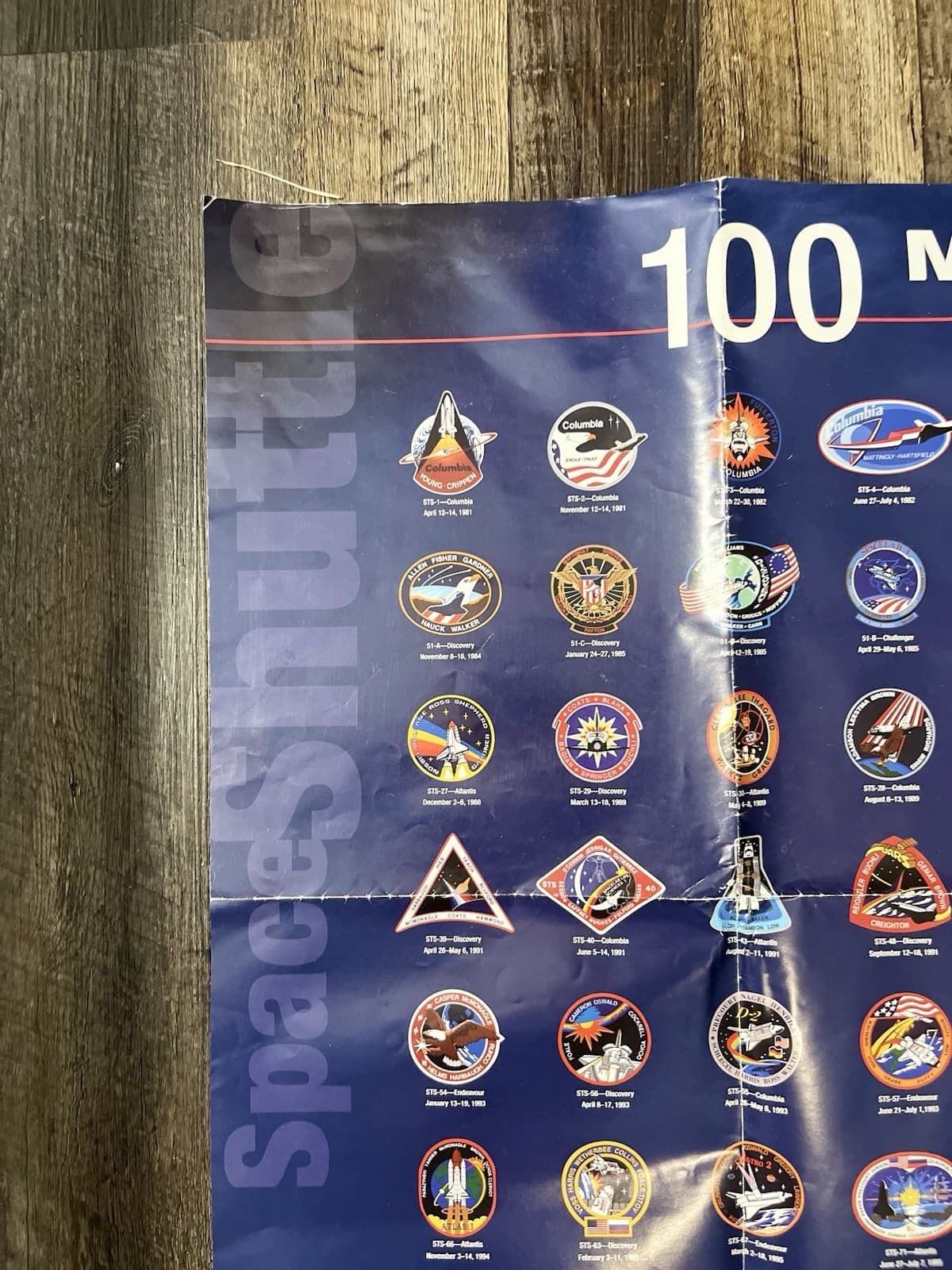 Vintage 2000 NASA Space Flight Awareness Space Shuttle 100 Missions Poster 2