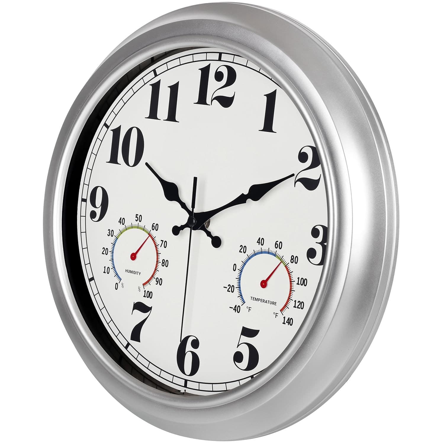 13 Inch Outdoor Clock, Waterproof and Silent, with Thermometer and 2