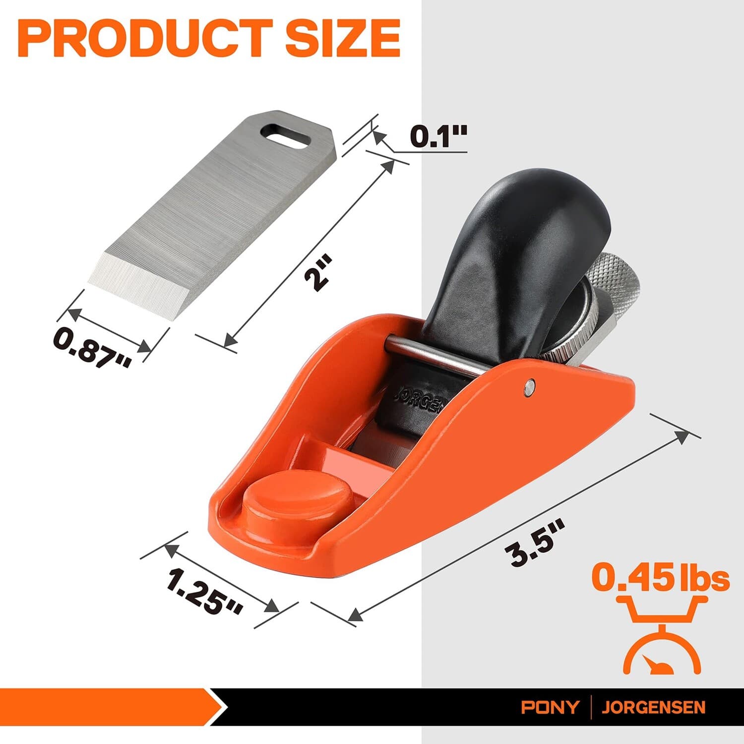 JORGENSEN 3.5"Mini Wood Planer NO.102 MiniHand Planer for Woodworking Adjustable 2