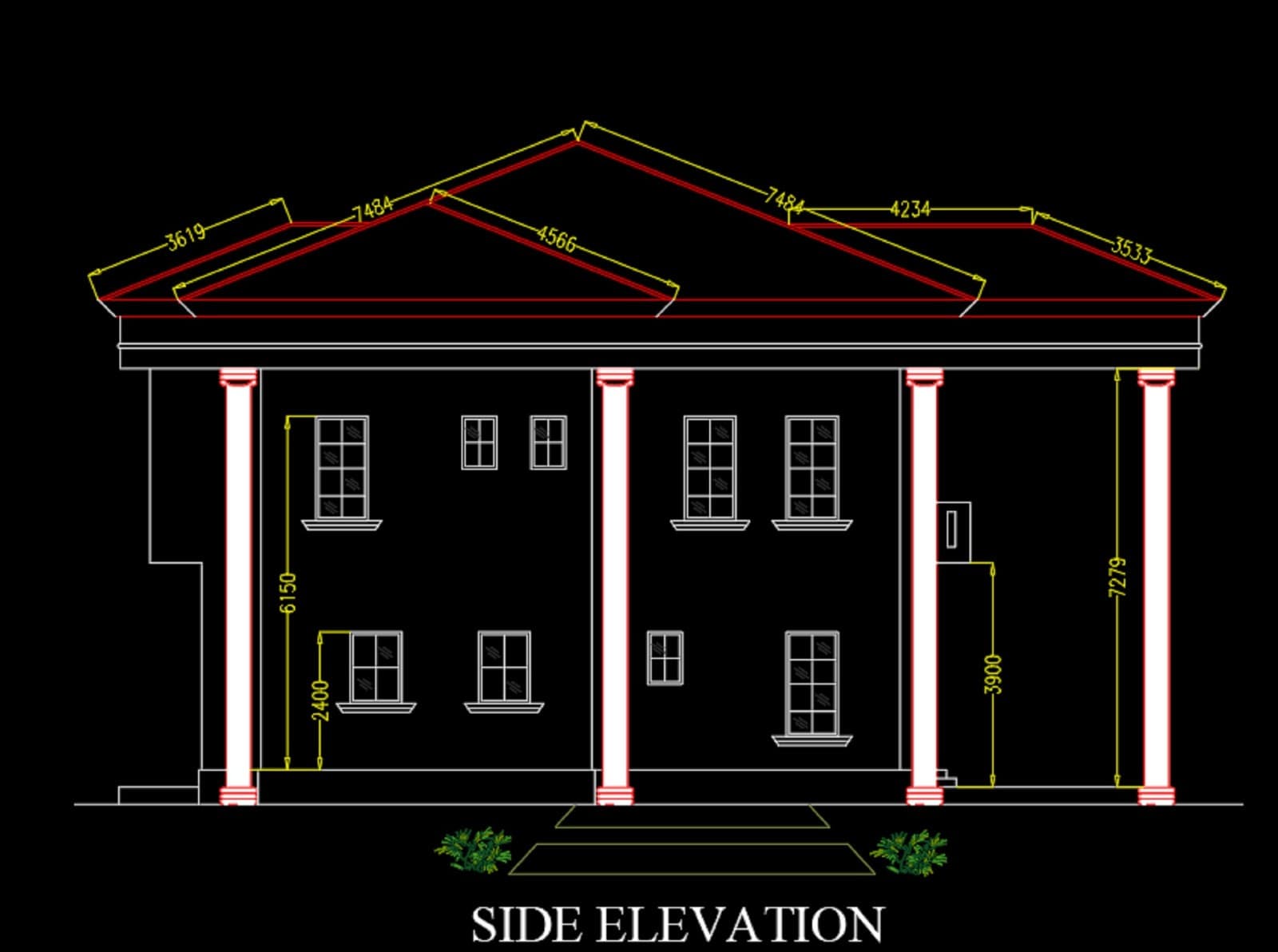 Custom modern TWO-STORY house plan 4 bedroom & 5 Bathroom with CAD file 6