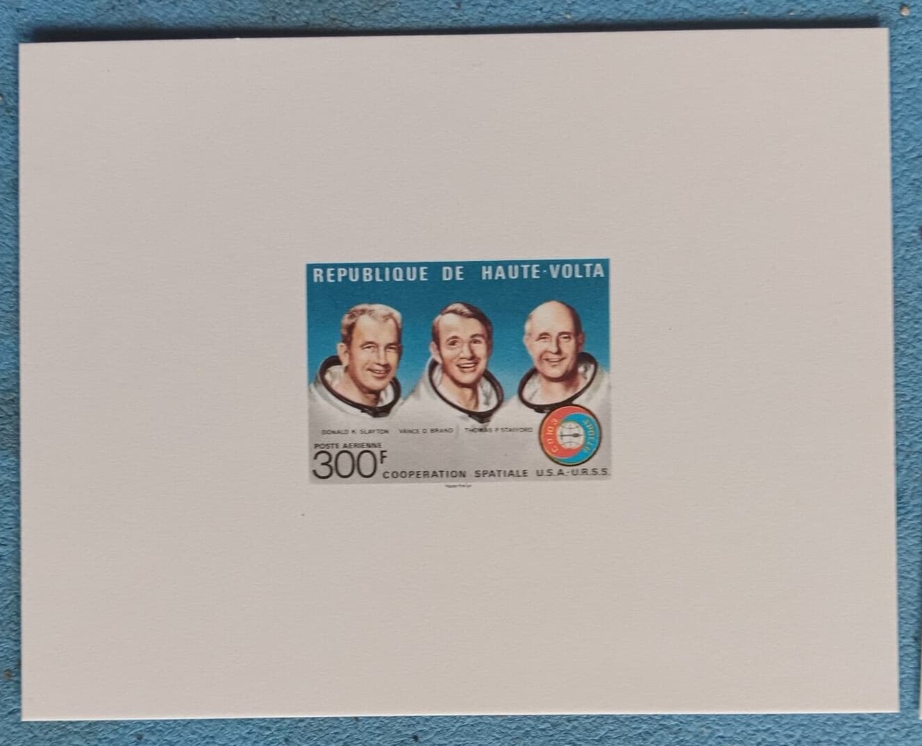 SPACE UPPER VOLTA APOLLO SOYUZ  SET 5 IMPERFORATE PROOFS  1975 EXC CONDITION 2