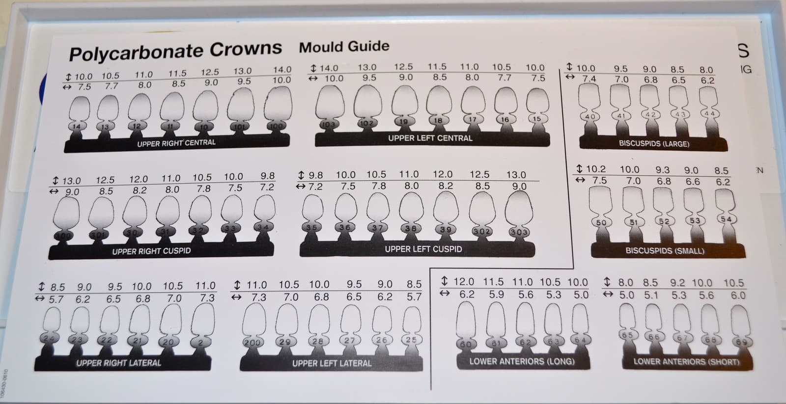 #11 Upper Left Cuspid tooth - Dental Polycarbonate Temporary Crowns 7 sizes  4