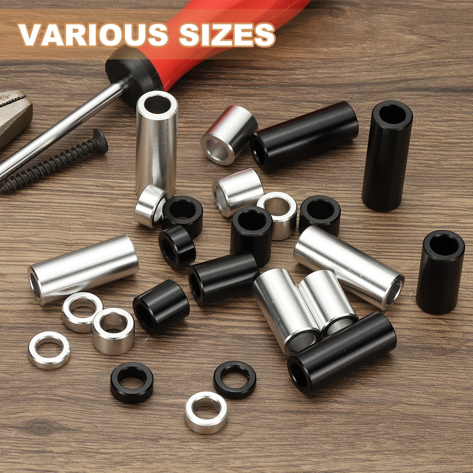 6PCS Aluminum Spacers,1/4 x 1/2 Metal Spacers Aluminum 3/8 L,Silver 4