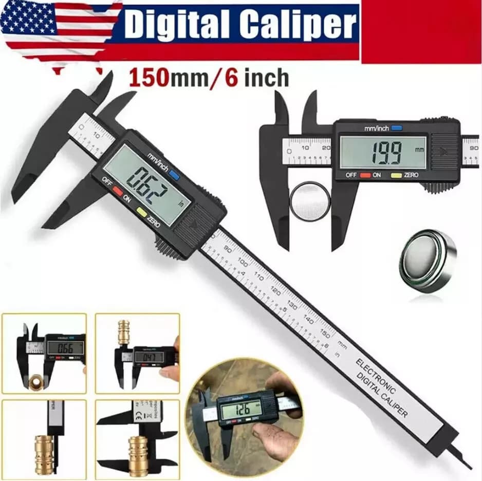 6" 150mm Digital Caliper Micrometer LCD Gauge Vernier Electronic Measuring Tool