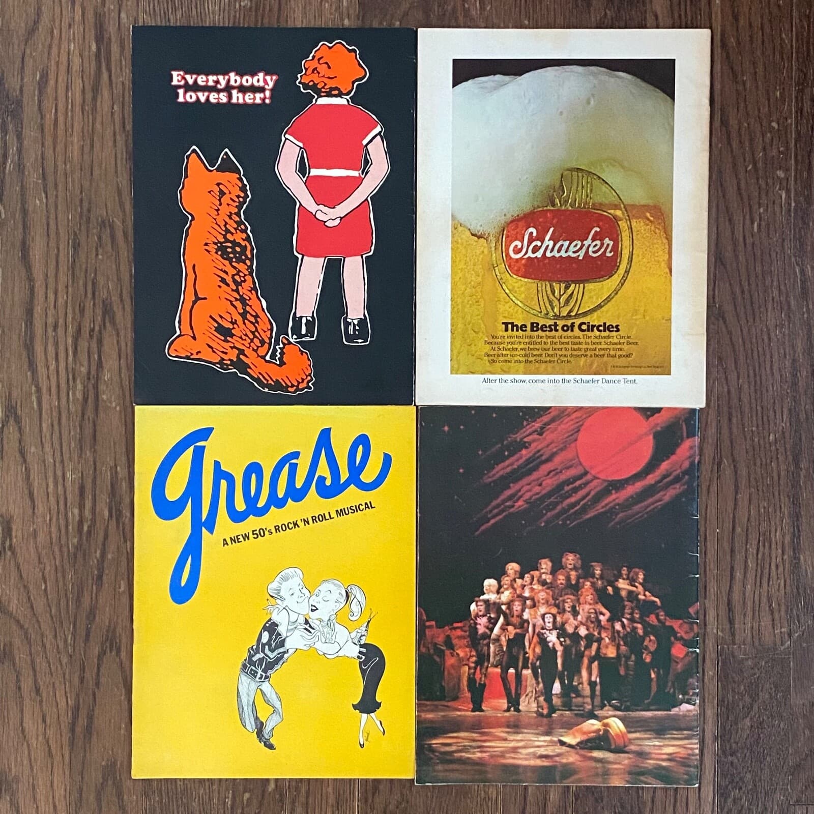 Lot of 4 vintage Musical Theatre SOUVENIR PROGRAMS Cats Grease Annie Music Man 2