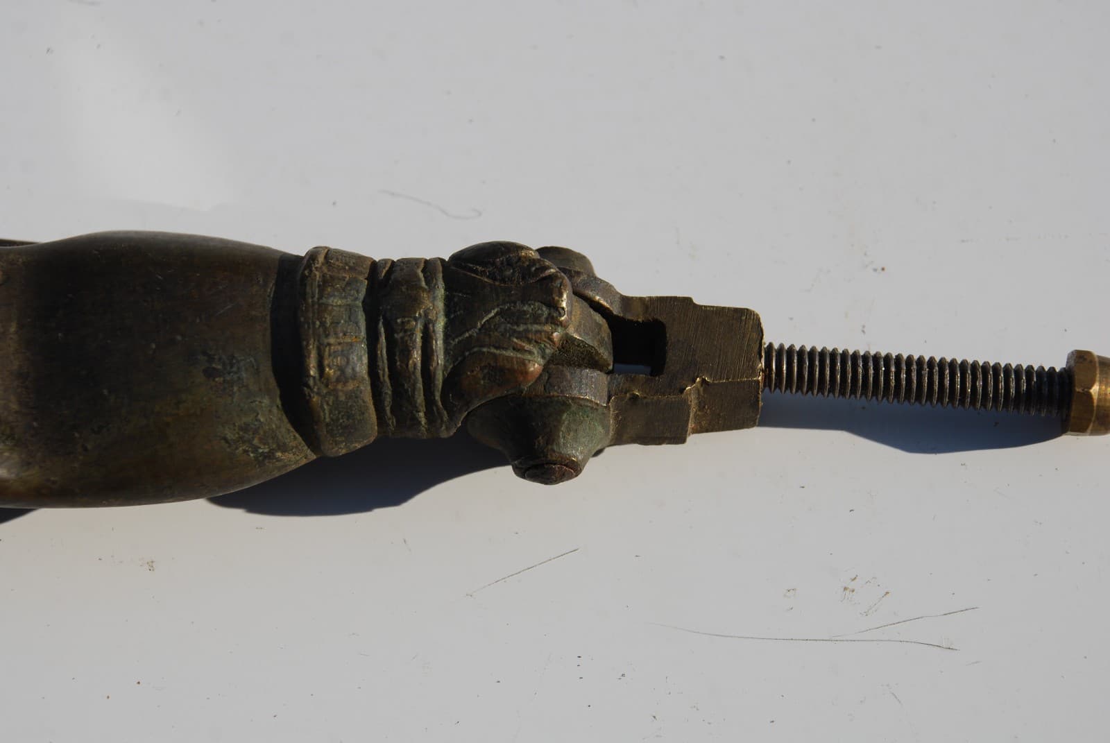 Antique Brass Door Knocker Hand Of Fatima - Heavy- Solid 4" long- Old Patina 4