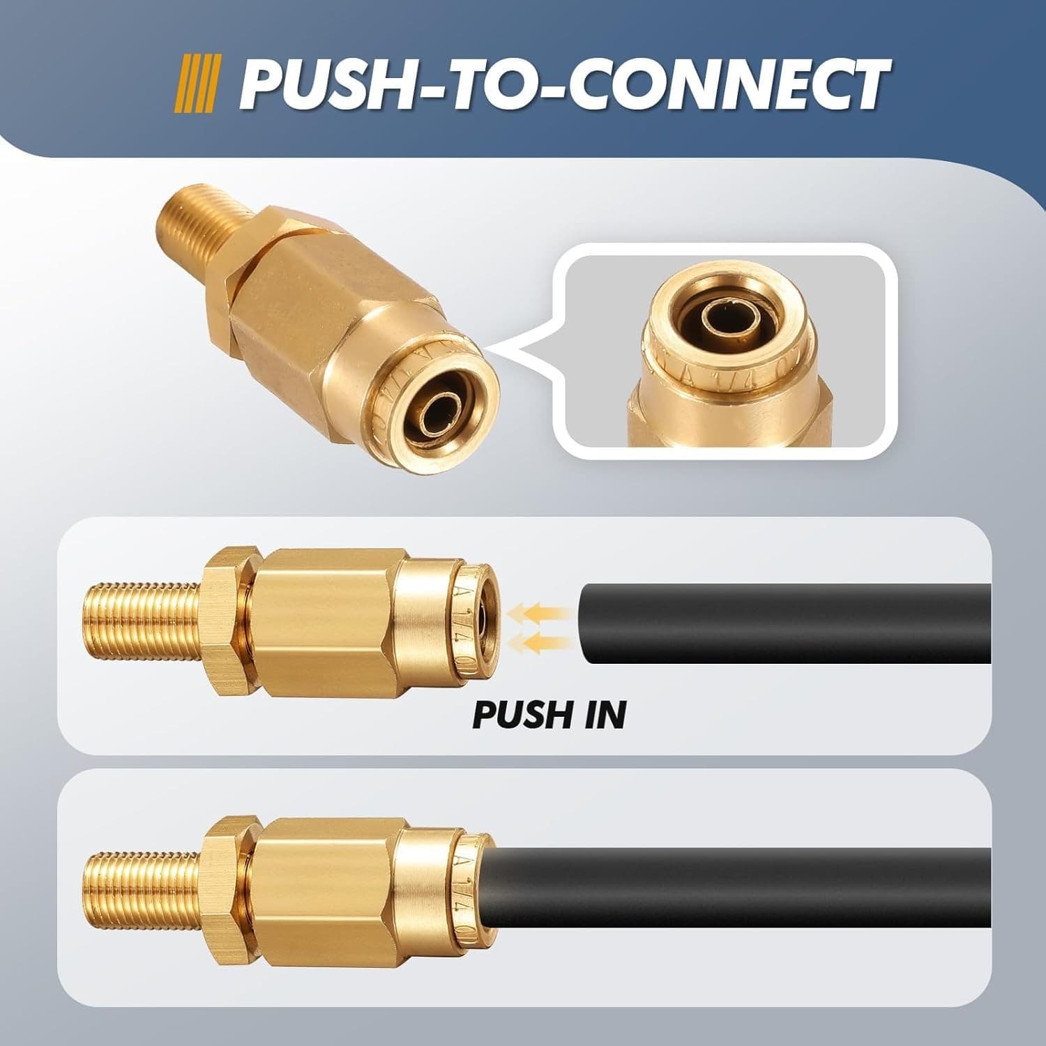 43 PCS Brass DOT Air Brake Line Fittings - Upgraded 1/4" 3/8" 1/2" Quick Connect 6