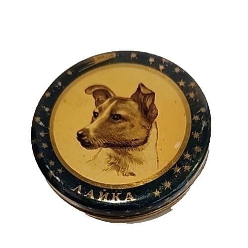 Souvenir Tin , Laika, Orignal Soviet Space USSR ,1968 3