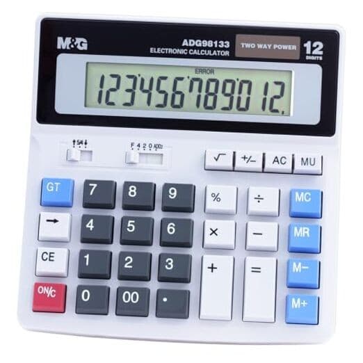  Desk Calculator 12 Digit Extra Large LCD Display, Large Mechanical Buttons