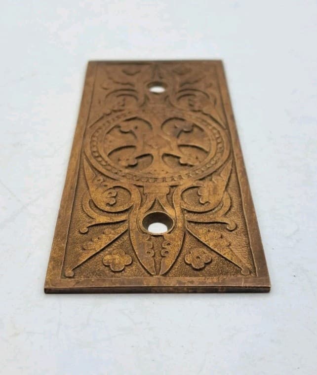 Antique/Vintage Door Push Plate Eastlake Brass Bronze Old Push Plate Hardware  3