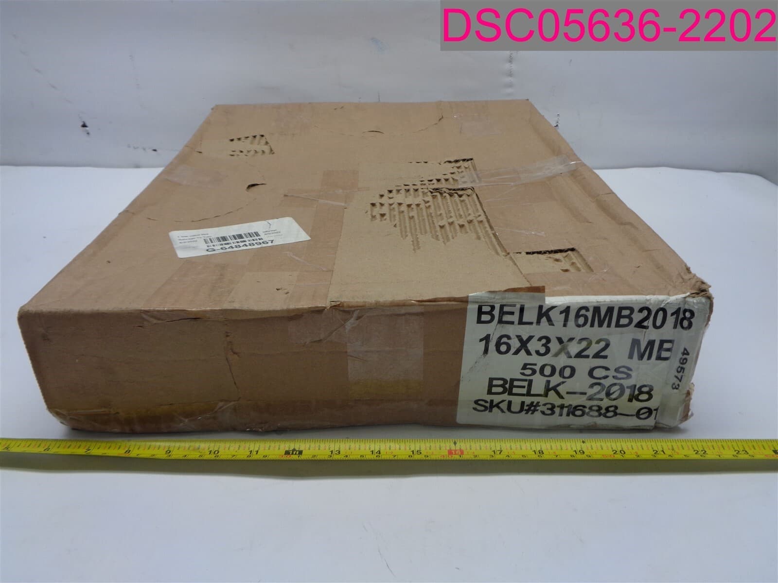 QTY=500; BELK Plastic Shopping Bags 16"x3"x22" White 0.85mil #311688-01 6