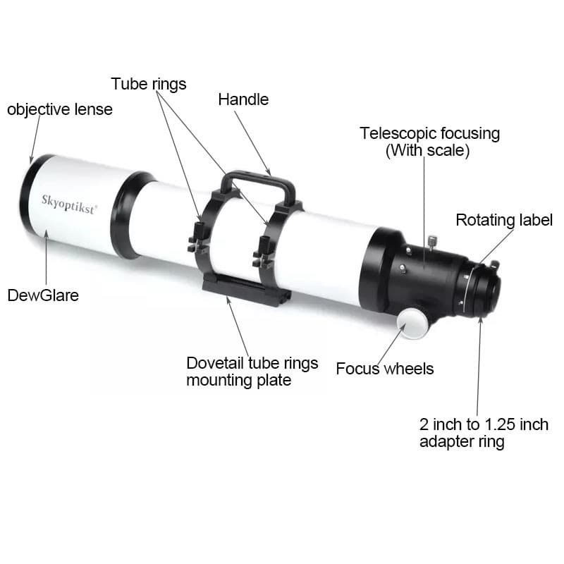 90mm Aperture 500mm FL Guide Scope w/ 2" Focuser for Astrophotography  OTA
