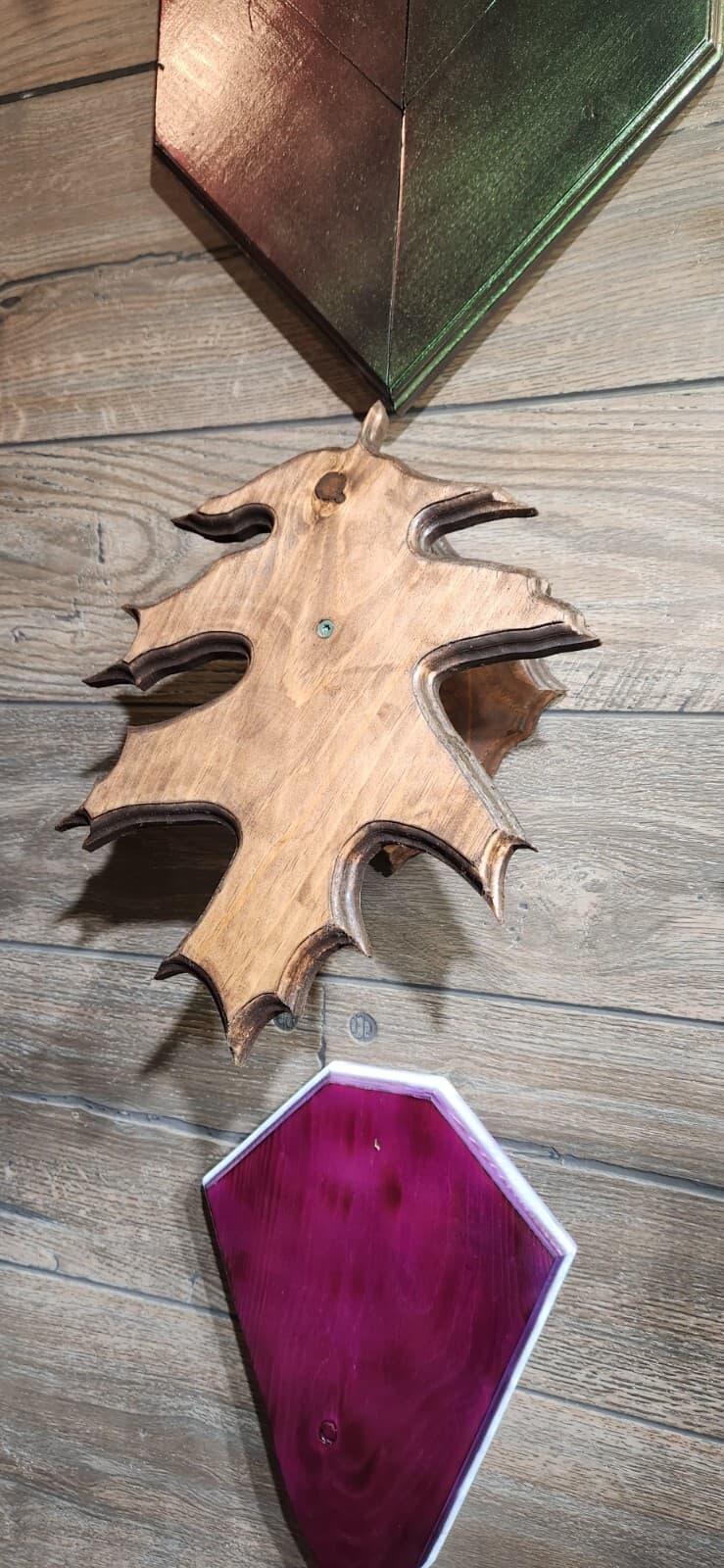 European Deer Skull Mount Plaque English Chestnut Oak Leaf 2 2