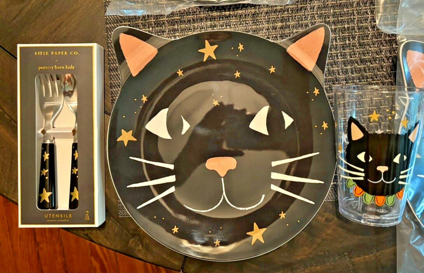 Pottery Barn Disney Halloween Holiday party black cat kids dinner party SET 12 -
