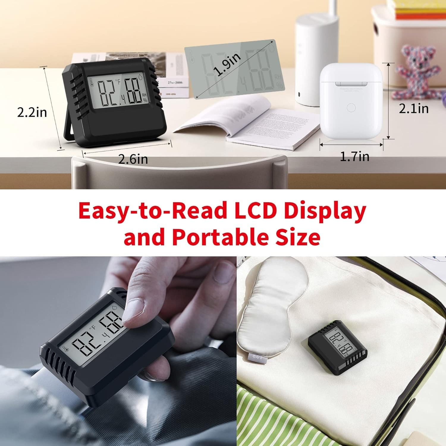 Indoor Thermometer Hygrometer for Home, Room Humidity Meter Black  4