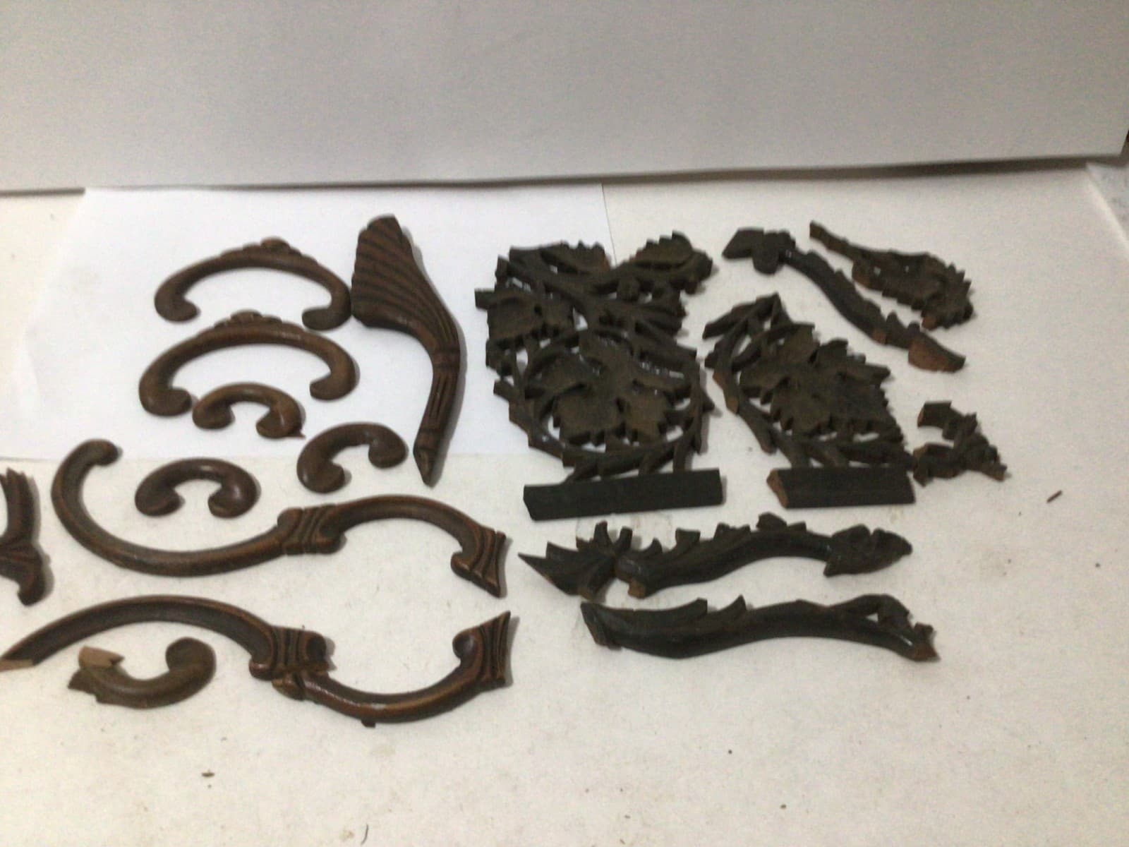 Vintage Ornate Carved Wood Design Pieces Applique from Old Furniture