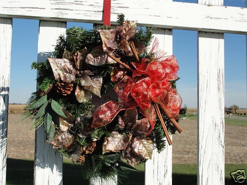 Copper Poinsettias Cinnamon Sticks Wreath Very Elegant Welcome Home Door Decor