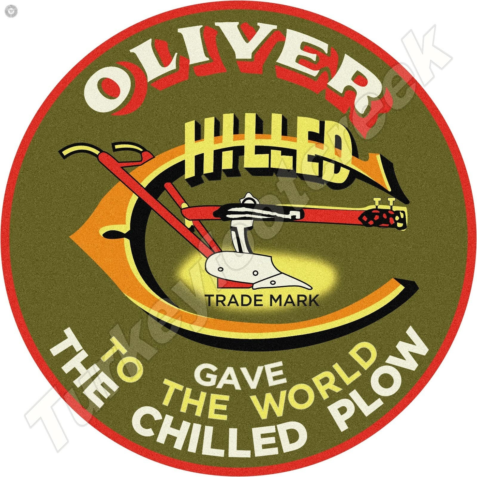 Oliver Chilled Plows  18" Round Metal Sign