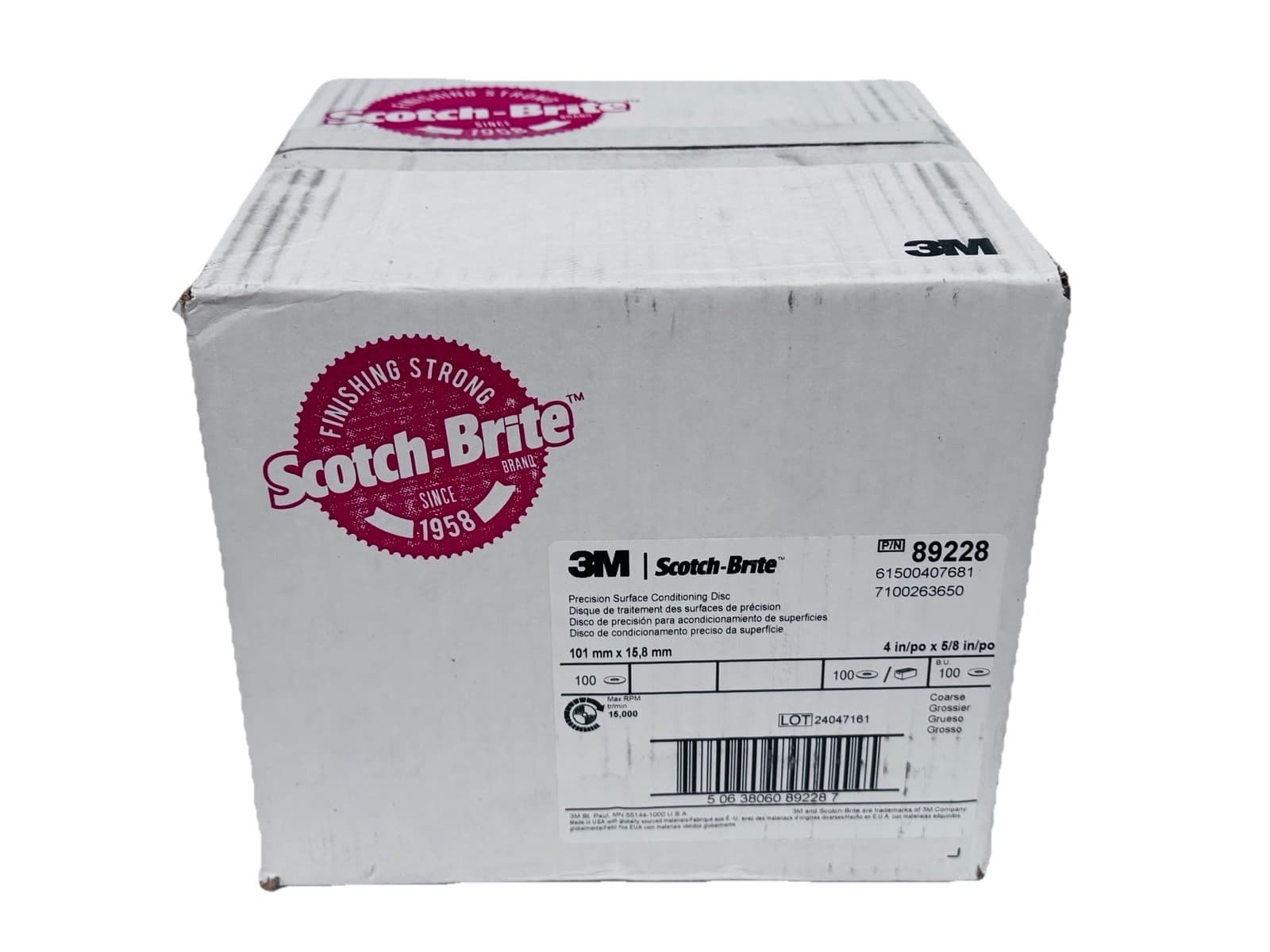 100 Scotch-Brite 4” x 5/8" Coarse Hook Loop Precision Surface Conditioning Disc 4