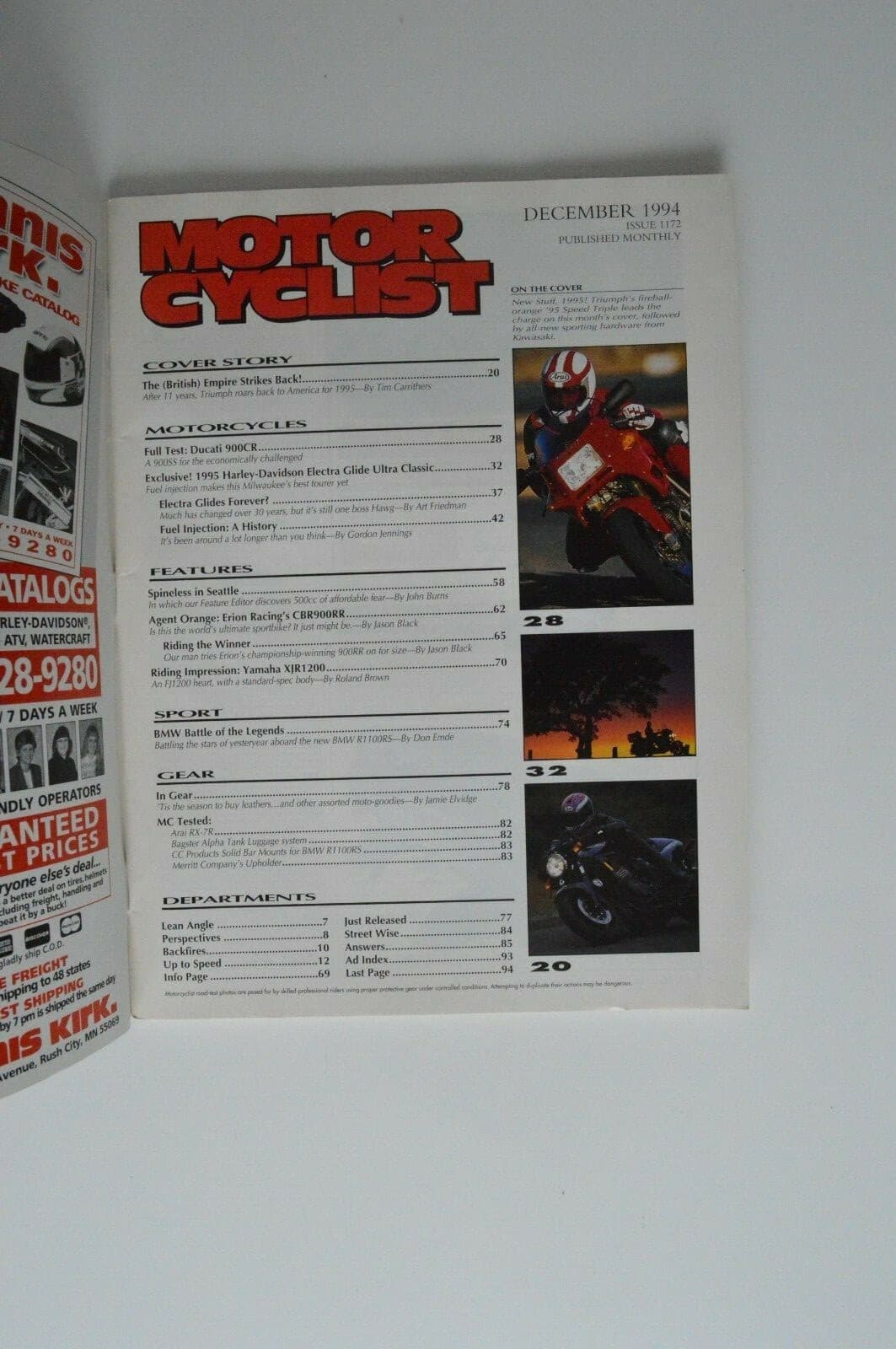 December 1994 Triumph Speed Triple Ducati 900CR Erion CBR900RR CYCLIST MOTOR 2