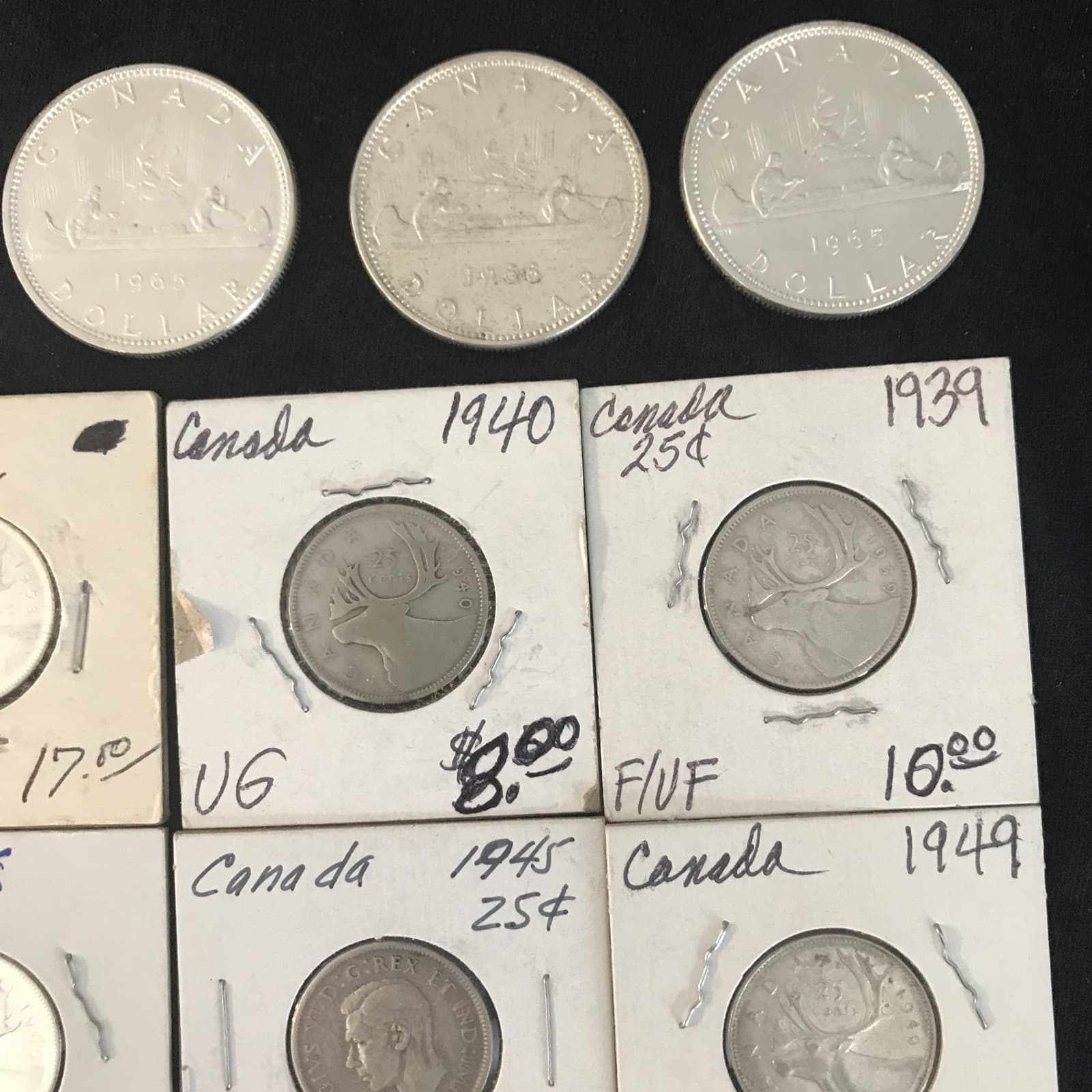 Lot Of Canadian Silver Coins 17.70 FV Pre 1968 Dollars Quarters Dimes 10+ Ounces 4