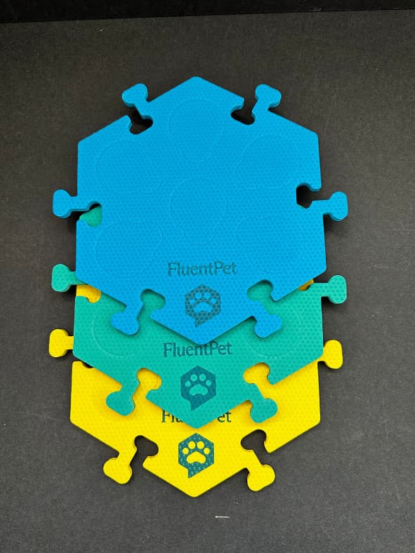FluentPet HexTiles 3-Pack – Blue Yellow Green – Button Mats Only – Used 2
