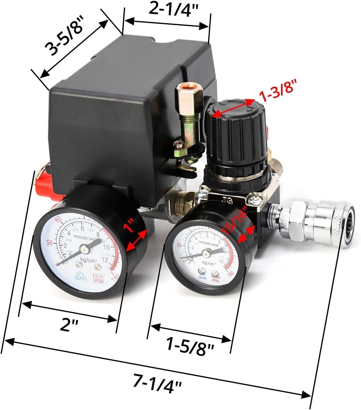 Air Compressor Pressure Switch Control Valve 90-120PSI Pressure Regulator 3